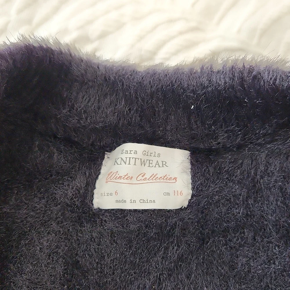 Zara Girls Black Fur Sweater - Picture 3 of 4
